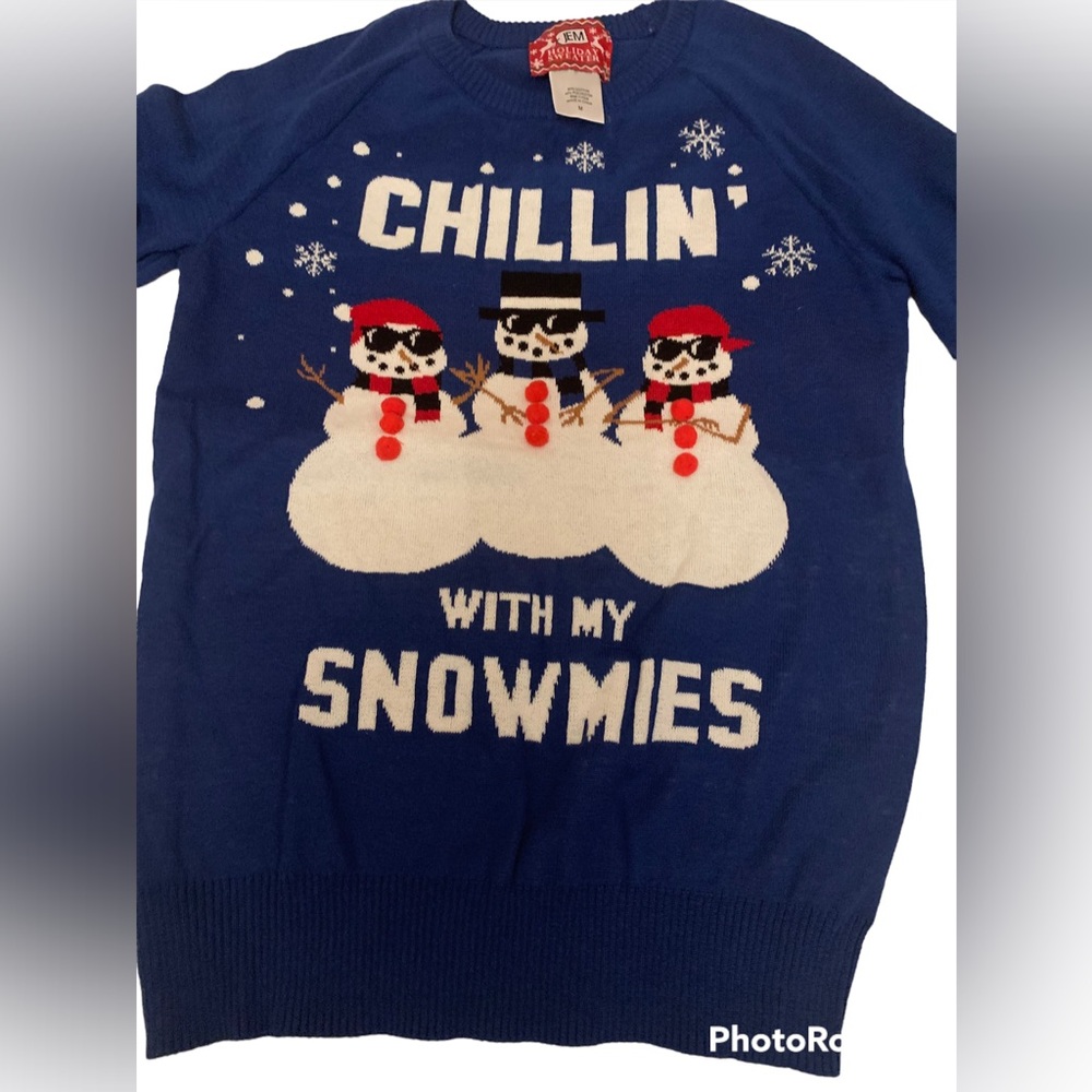 Jem Blue Sweater Size M “Chillin With My Homies.”